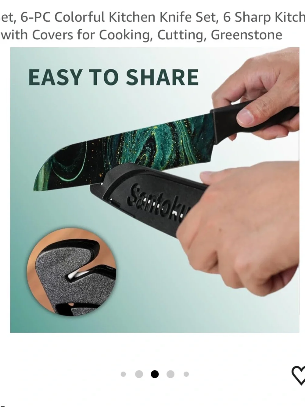 👨‍🍳🍴👩‍🍳  NULAS Knife Set, 6-PC Colorful Green Marble Pattern Knife Set. 👨‍🍳🍴👩‍🍳